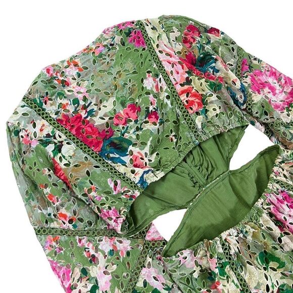 HEMANT AND NANDITA Zaria Short Dress in Military Green - Picture 9 of 13